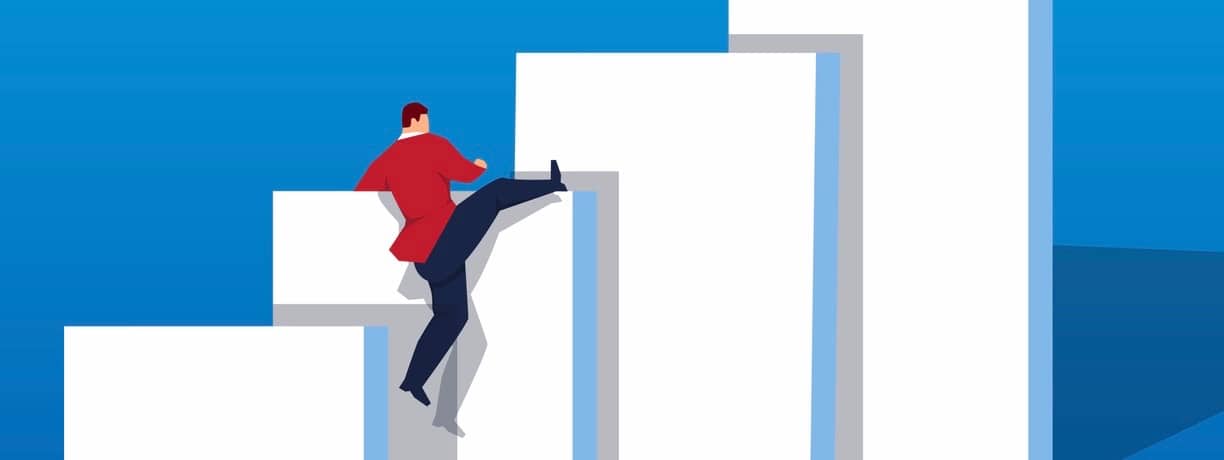 Concept overcome difficulties to achieve victory